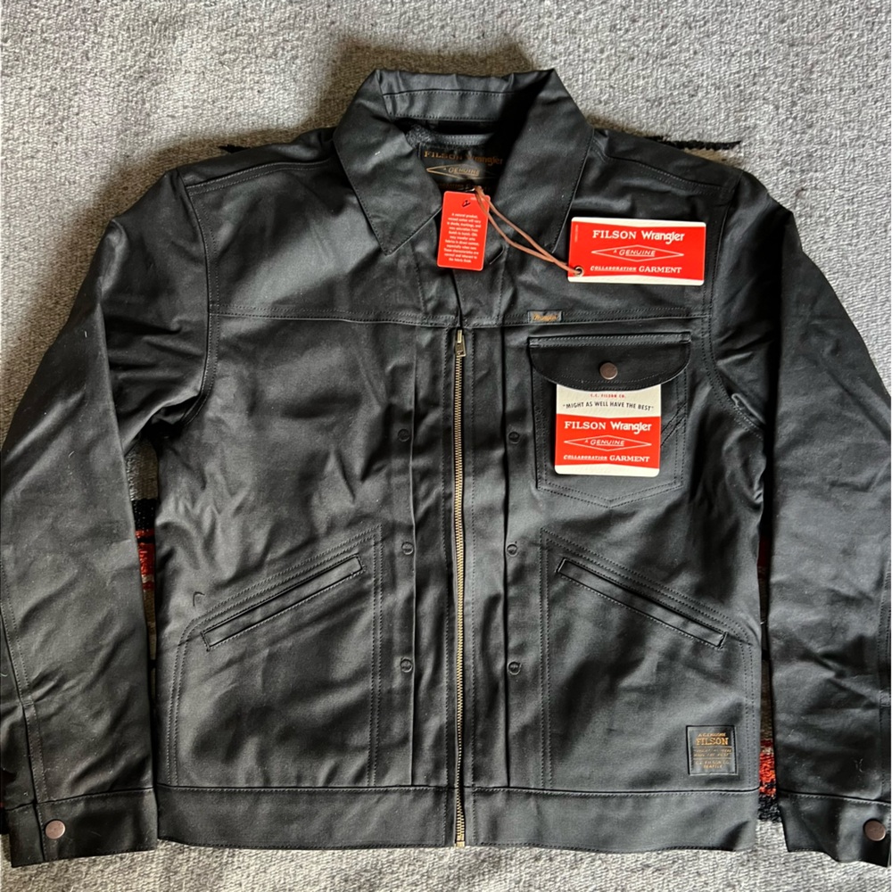 Filson X Wrangler Mackinaw Wool Lined Tin Cloth Archival Adventure Jacket Waxed - Picture 5 of 16
